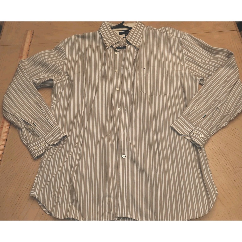 Tommy Hilfiger Mens Button Down Shirt Long Sleeve Striped Sz XL‎ 80's